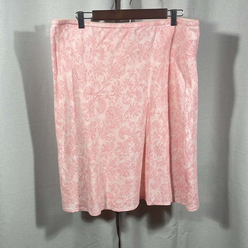 J.Jill Pink floral tone on tone Linen Skirt midi